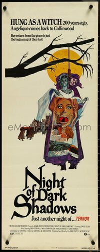 6z0689 NIGHT OF DARK SHADOWS insert 1971 wild freaky art of the woman hung as a witch 200 years ago!