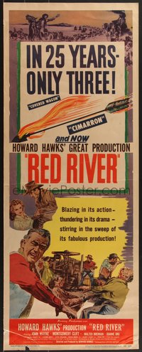 6z0700 RED RIVER insert 1948 best artwork showing John Wayne, Howard Hawks' great production!