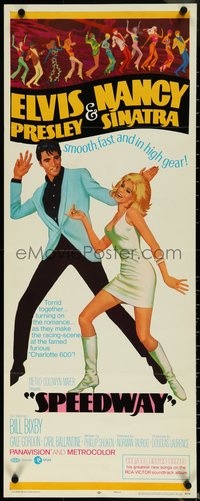 6z0711 SPEEDWAY insert 1968 art of Elvis Presley dancing with sexy Nancy Sinatra in boots!
