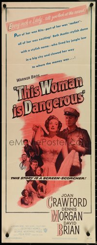 6z0720 THIS WOMAN IS DANGEROUS insert 1952 Joan Crawford was every inch a lady!
