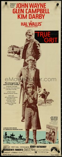 6z0727 TRUE GRIT insert 1969 John Wayne as Rooster Cogburn, Kim Darby, Glen Campbell