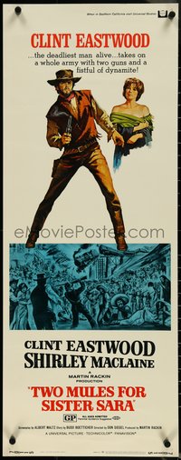 6z0728 TWO MULES FOR SISTER SARA insert 1970 art of gunslinger Clint Eastwood & Shirley MacLaine!