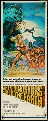 6z0733 WHEN DINOSAURS RULED THE EARTH insert 1971 Hammer, artwork of sexy cavewoman Victoria Vetri!
