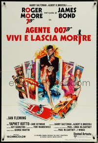 6z0142 LIVE & LET DIE Italian 1sh 1973 JO art of Roger Moore as James Bond & sexy tarot cards!