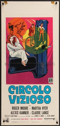 6z0585 CROSSPLOT Italian locandina 1970 spy Roger Moore & sexy Claudie Lange, ultra rare!