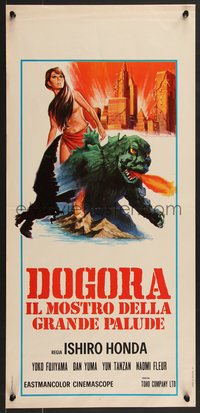 6z0586 DAGORA THE SPACE MONSTER Italian locandina 1971 different Godzilla w/ sexy woman, ultra rare!