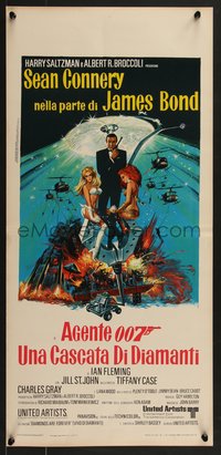 6z0588 DIAMONDS ARE FOREVER Italian locandina 1971 de Berardinis art of Sean Connery as James Bond!