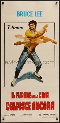 6z0592 FISTS OF FURY Italian locandina 1973 great Bruce Lee action kung fu art by Ciriello!