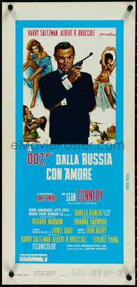 6z0595 FROM RUSSIA WITH LOVE Italian locandina R1980s art of Sean Connery as James Bond 007 with gun!