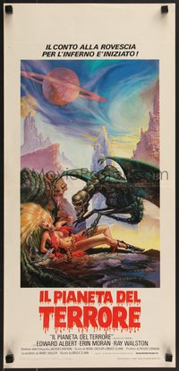 6z0596 GALAXY OF TERROR Italian locandina 1982 great Charo fantasy art of monsters attacking girl!