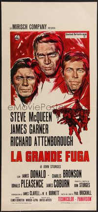 6z0598 GREAT ESCAPE Italian locandina R1960s Avelli art of McQueen, Bronson & Coburn, rare!