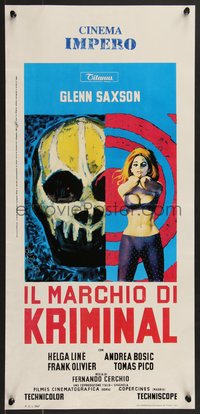 6z0600 IL MARCHIO DI KRIMINAL Italian locandina 1968 skull-faced criminal & sexy woman, ultra rare!
