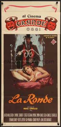 6z0601 LA RONDE Italian locandina 1950 Max Ophuls, Fratini art of sexy Simone Signoret, ultra rare!