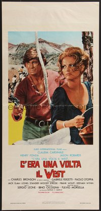 6z0610 ONCE UPON A TIME IN THE WEST Italian locandina 1968 Bronson & sexy Claudia Cardinale!