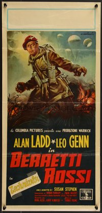 6z0616 RED BERET Italian locandina 1954 Alfredo Capitani art of Paratrooper Alan Ladd, ultra rare!