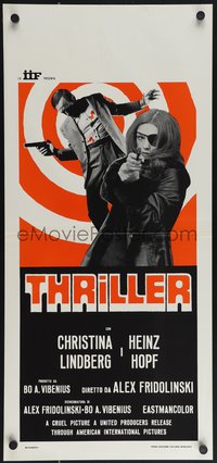 6z0622 THEY CALL HER ONE EYE Italian locandina 1974 cult classic, Christina Lindberg with gun!