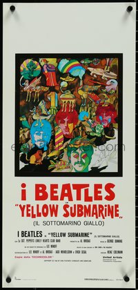 6z0626 YELLOW SUBMARINE Italian locandina R1980s Beatles John, Paul, Ringo & George, different!