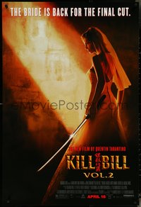 6z0431 KILL BILL: VOL. 2 advance DS 1sh 2004 bride Uma Thurman with katana, Quentin Tarantino!