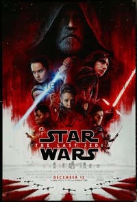 6z0435 LAST JEDI advance DS 1sh 2017 Star Wars, incredible sci-fi image of Hamill, Driver & Ridley!