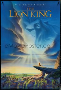 6z0441 LION KING DS 1sh 1994 Disney Africa, John Alvin art of Simba on Pride Rock with Mufasa in sky!