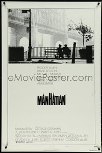 6z0453 MANHATTAN style B 1sh 1979 classic image of Woody Allen & Diane Keaton by bridge!