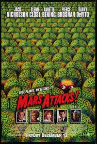 6z0456 MARS ATTACKS! int'l advance 1sh 1996 directed by Tim Burton, great image of brainy aliens!