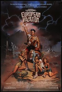 6z0464 NATIONAL LAMPOON'S EUROPEAN VACATION 1sh 1985 Chevy Chase, wacky fantasy art by Vallejo!