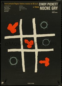 6z0266 NIGHT GAMES Polish 27x37 1989 Roger Vadim, Cindy Pickett, outrageous phallic tic-tac-toe art!