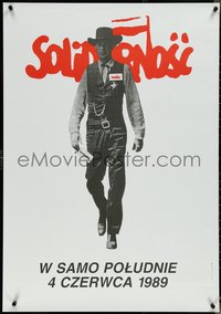 6z0271 SOLIDARNOSC commercial Polish 28x40 1999 Solidarity Party, Gary Cooper in High Noon!