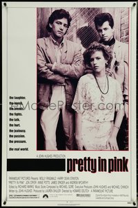 6z0480 PRETTY IN PINK 1sh 1986 great portrait of Molly Ringwald, Andrew McCarthy & Jon Cryer!