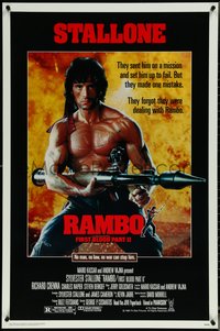 6z0489 RAMBO FIRST BLOOD PART II 1sh 1985 no law, no war can stop Sylvester Stallone w/his RPG!