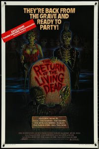 6z0168 RETURN OF THE LIVING DEAD 27x41 video poster 1985 Ramsey art of punk zombies, ultra rare!