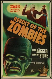 6z0499 REVOLT OF THE ZOMBIES 1sh R1947 cool artwork, they're not dead and they're not alive!
