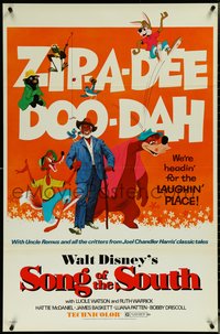 6z0519 SONG OF THE SOUTH 1sh R1972 Walt Disney, Uncle Remus, Br'er Rabbit & Bear, zip-a-dee doo-dah!