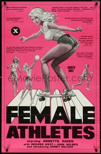 6z0243 FEMALE ATHLETES 23x34 special poster 1980 Annette Haven, John Holmes, art of sexy skateboarder!