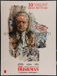 6z0801 IRISHMAN 20x27 special poster 2020 Stella art of De Niro in title role w/ Pacino, Joe Pesci!