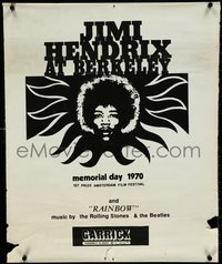 6z0245 JIMI HENDRIX AT BERKELEY 25x30 special poster 1971 great art of the rock legend, ultra rare!