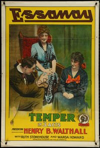 6z0008 TEMPER 28x42 1sh 1915 Essanay, Walthall kills his father to save mother, ultra rare!
