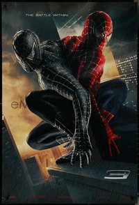 6z0523 SPIDER-MAN 3 teaser DS 1sh 2007 Maguire in black & red costumes, battle within, textured!