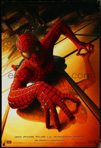6z0522 SPIDER-MAN teaser DS 1sh 2002 Tobey Maguire climbing building, Sam Raimi, Marvel Comics!
