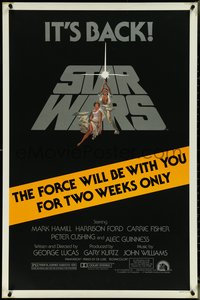 6z0527 STAR WARS studio style 1sh R1981 George Lucas classic, The Force Will Be With You For Two Weeks Only!