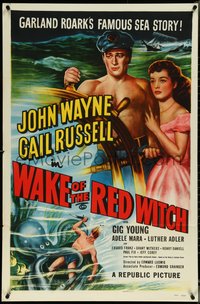 6z0557 WAKE OF THE RED WITCH 1sh R1952 barechested John Wayne & Gail Russell, same as original!