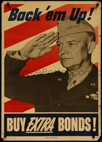 6z0880 BUY EXTRA BONDS 20x28 WWII war poster 1944 photo of General & future President Eisenhower!