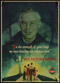 6z0881 BUY VICTORY BONDS 19x26 WWII war poster 1945 Beall art of President Roosevelt, ultra rare!