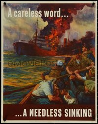 6z0885 CARELESS WORD A NEEDLESS SINKING 22x28 WWII war poster 1942 art by Anton Otto Fischer!