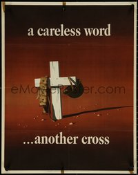 6z0886 CARELESS WORD ANOTHER CROSS 22x28 WWII war poster 1943 John Atherton art of soldier's grave!