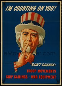 6z0894 I'M COUNTING ON YOU 20x28 WWII war poster 1943 art of Uncle Sam urging silence by Helguera!