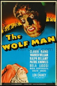 6z0064 WOLF MAN S2 poster 2000 art of Lon Chaney Jr. in the title role as the werewolf monster!