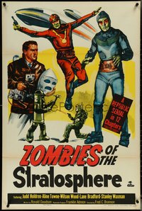 6z0572 ZOMBIES OF THE STRATOSPHERE 1sh 1952 cool art of aliens with guns including Leonard Nimoy!