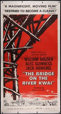 7a0277 BRIDGE ON THE RIVER KWAI linen 3sh 1958 William Holden, Alec Guinness, David Lean classic!